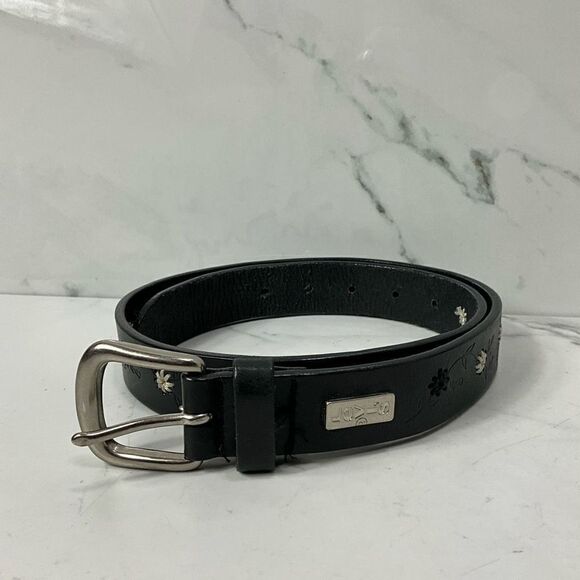 Youth Girls LEVI’S Black Leather Embroidered Belt - Picture 1 of 5